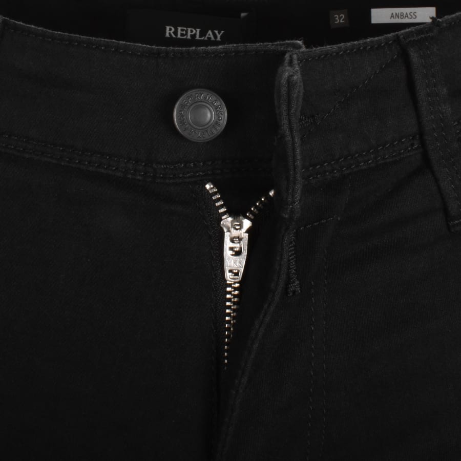 Replay Anbass Power Stretch Dark Wash Jeans Black